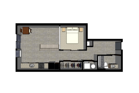 Studio Plus (535sf - 618sf)